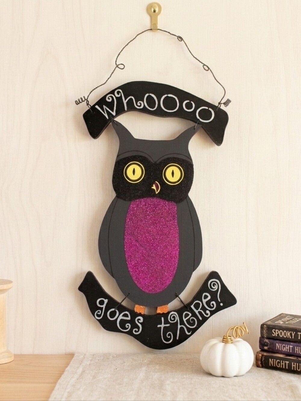Hanging Owl Wall Decor Shabby Chic Farmhouse Cottage Woodland New Gift COPY πΊπ¦